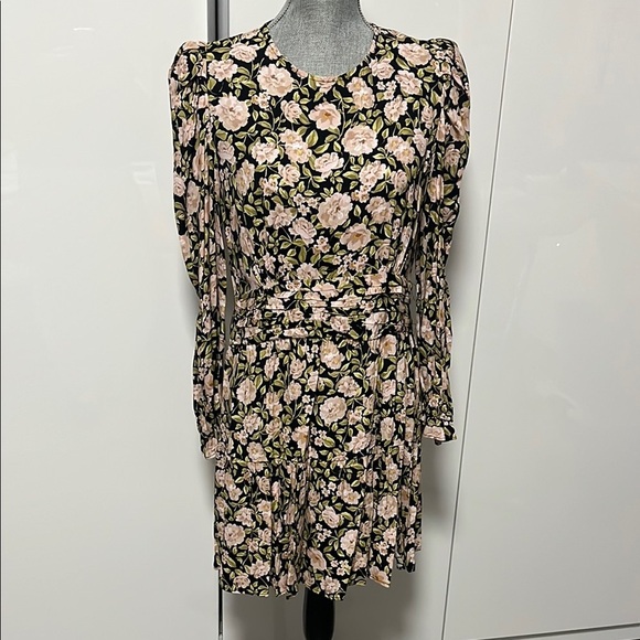ZARA NWOT Puff Sleeves Floral Print Mini Dress Open Back, Size L - Picture 6 of 14